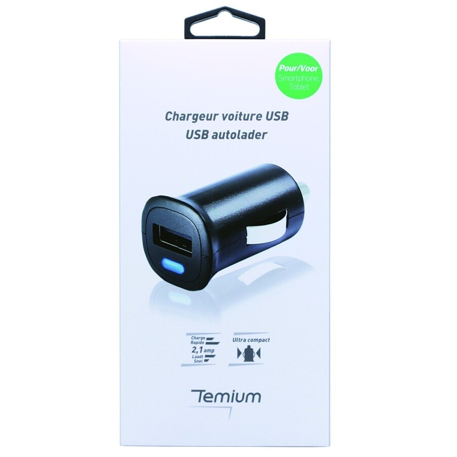 Chargeur téléphone portable Temium CHARGEUR ALLUME CIGARE USB NOIR