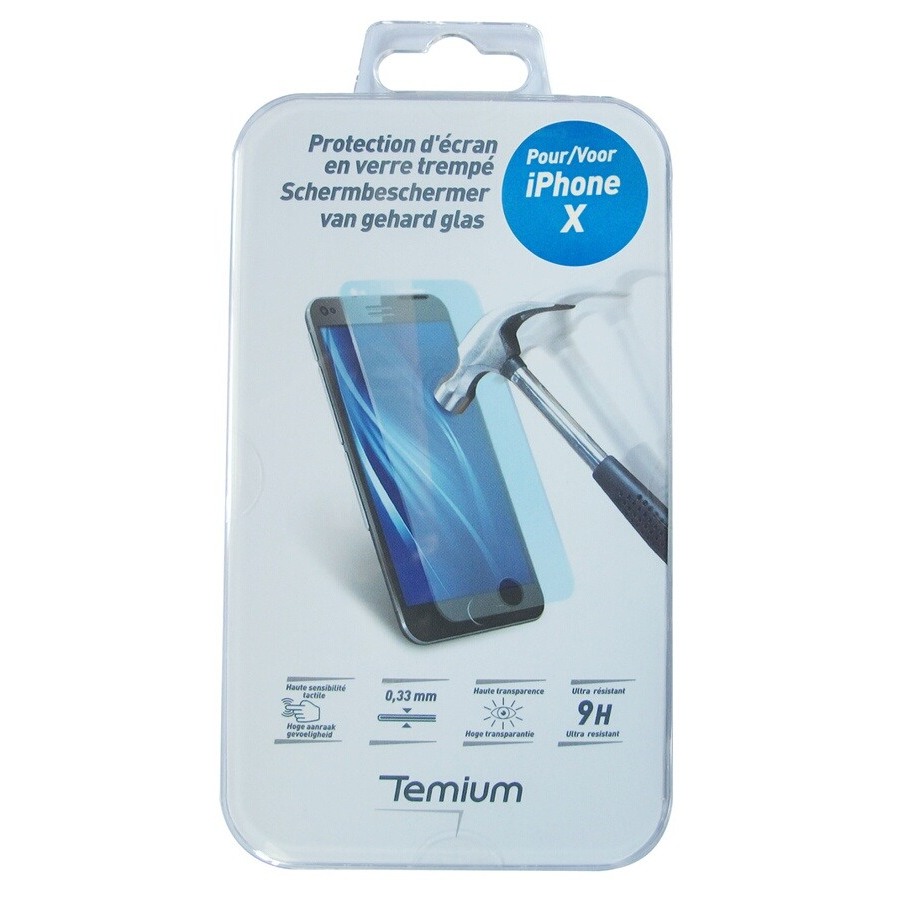 Temium PROTECTION D'ECRAN EN VERRE TREMPE POUR APPLE IPHONE X/XS