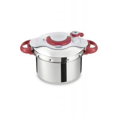 Seb Autocuiseur rouge induction CLIPSOMINUT' EASY Cocotte minute® 7,5L + Livre de 100 recettes