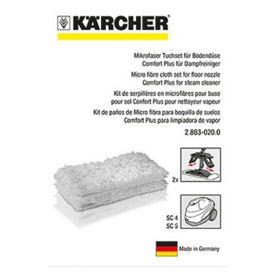 2 serpillères microfibre KARCHER pour nettoyeur vapeur SC5