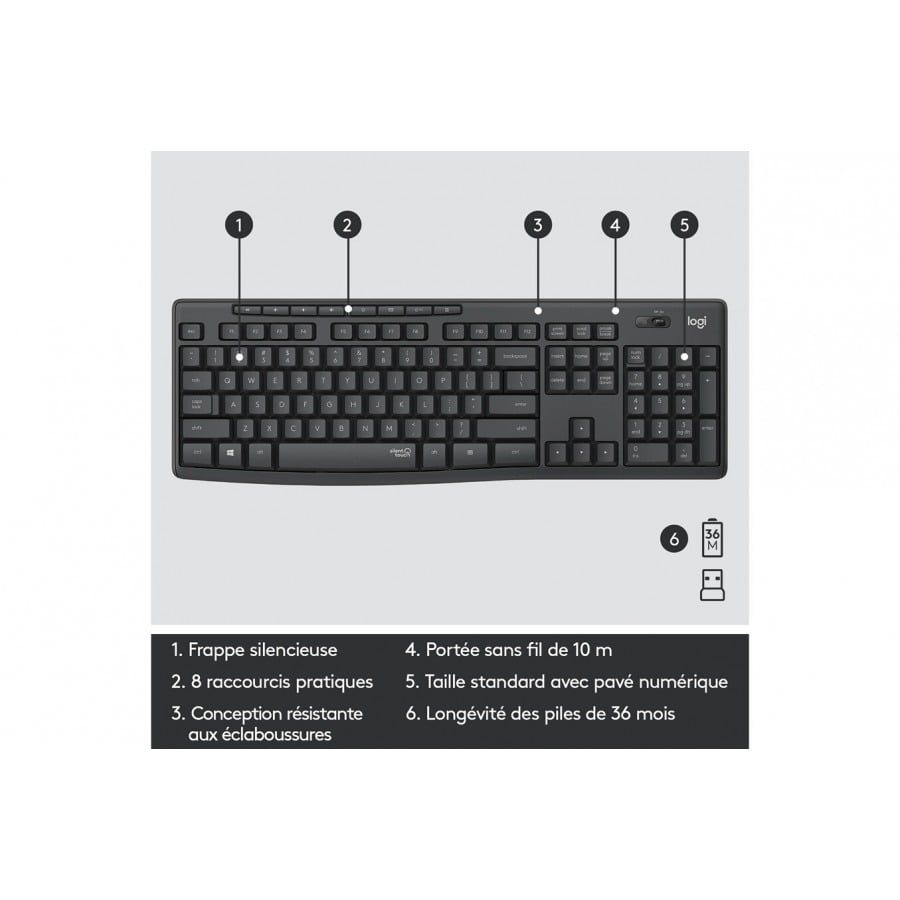 Logitech Logitech MK295 ensemble souris clavier sans fil silence n°5