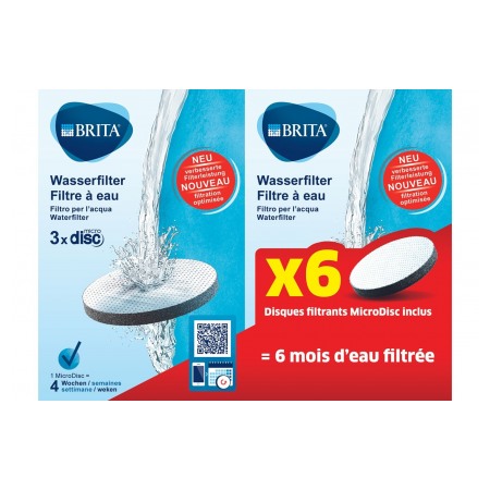 BRITA bouteille filtrante blanc graphite (1,3 L), 3 filtres MicroDisc inclus - Réduit** certains PFAS***, le chlore, des particules fines
