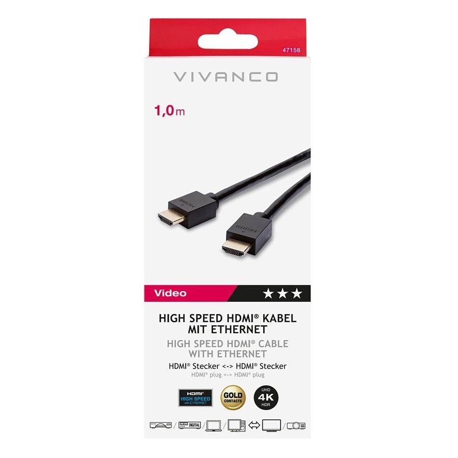 Vivanco CABLE HDMI 2.0 4K  AVEC ETHERNET 1M NOIR n°2