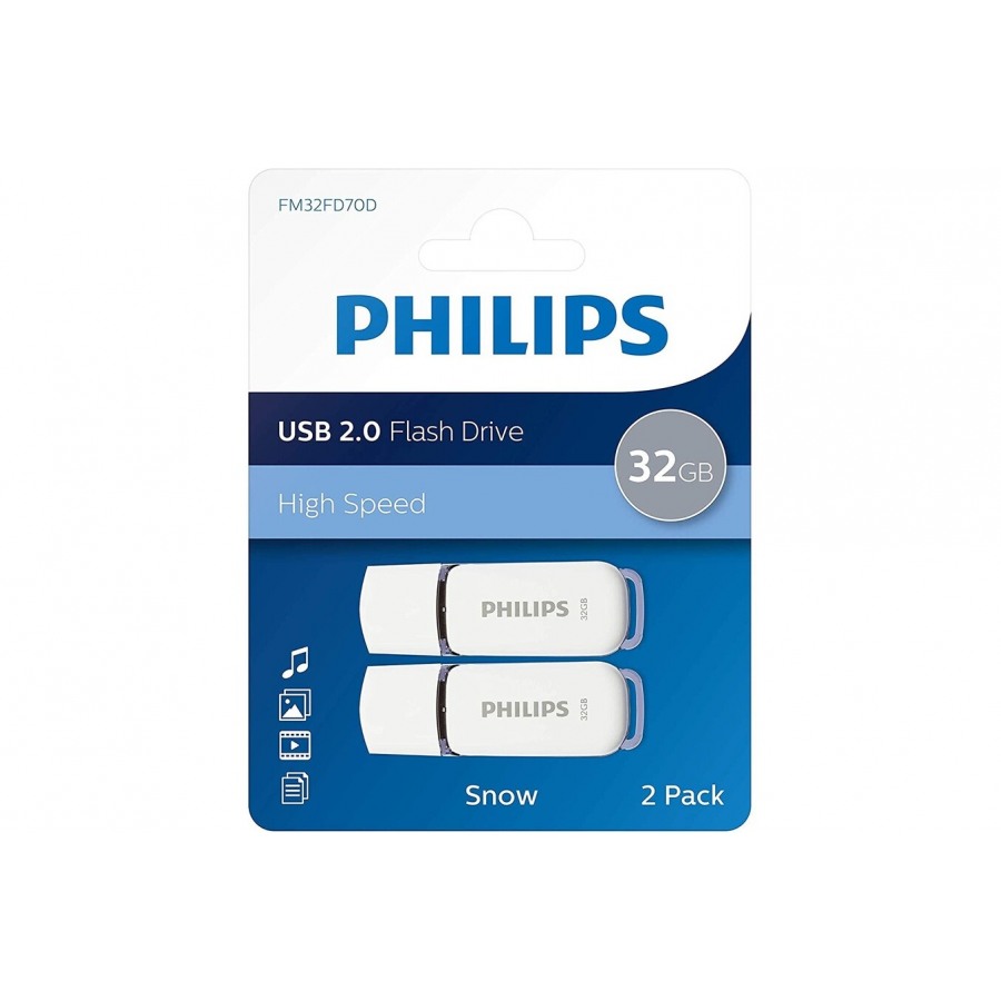 Philips Pack de 2 clés USB 2.0 Snow 32 Go Blanc