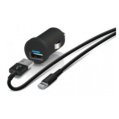 Temium CHARGEUR ALLUME CIGARE USB NOIR AVEC CABLE LIGHTNING