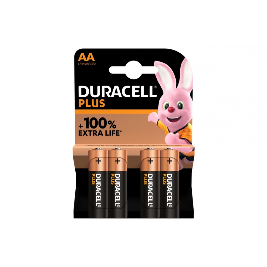 Duracell Pack de 4 piles alcalines AA Duracell Plus, 1,5V LR06 n°1