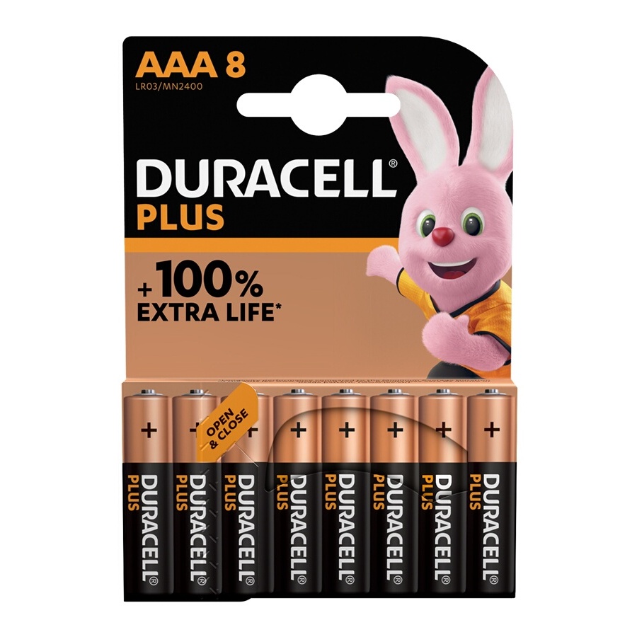 Duracell Pack de 8 piles alcalines AAA Duracell Plus, 1.5V LR03 n°1