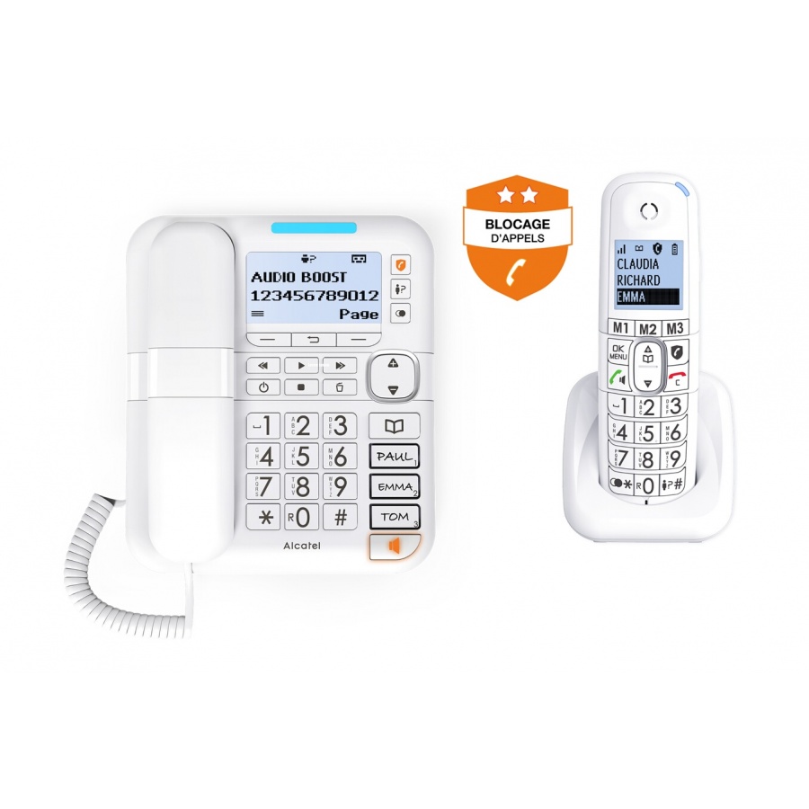 Téléphone Fixe Senior XL 585 Voice Duo Sans Fil Alcatel Garantie 2 ans