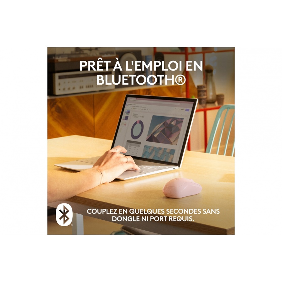 Logitech M240 Souris Bluetooth, Sans fil, Compacte, Portable, Suivi fluide - Rose n°2