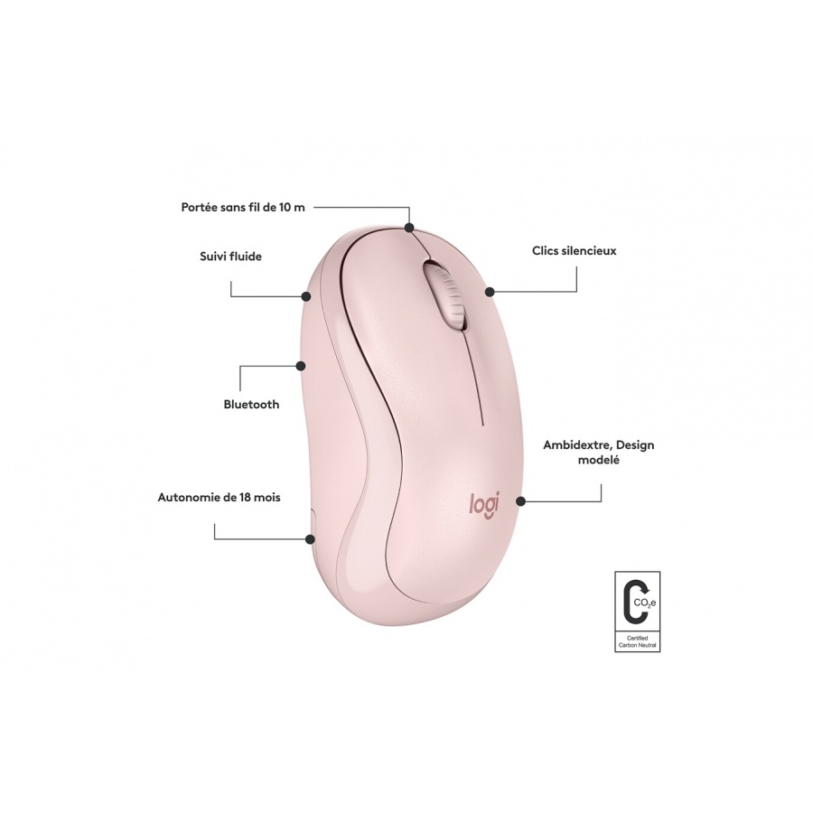 Logitech M240 Souris Bluetooth, Sans fil, Compacte, Portable, Suivi fluide - Rose n°7