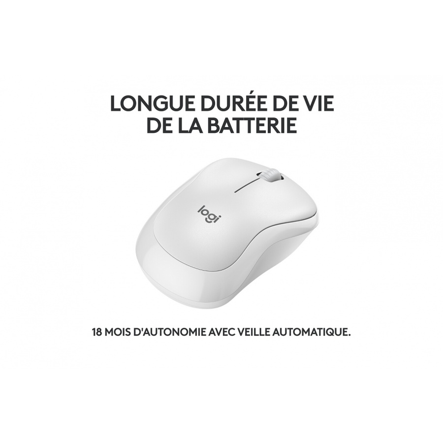 Logitech M240 Souris Bluetooth, Sans fil, Compacte, Portable, Suivi fluide - Blanc n°4