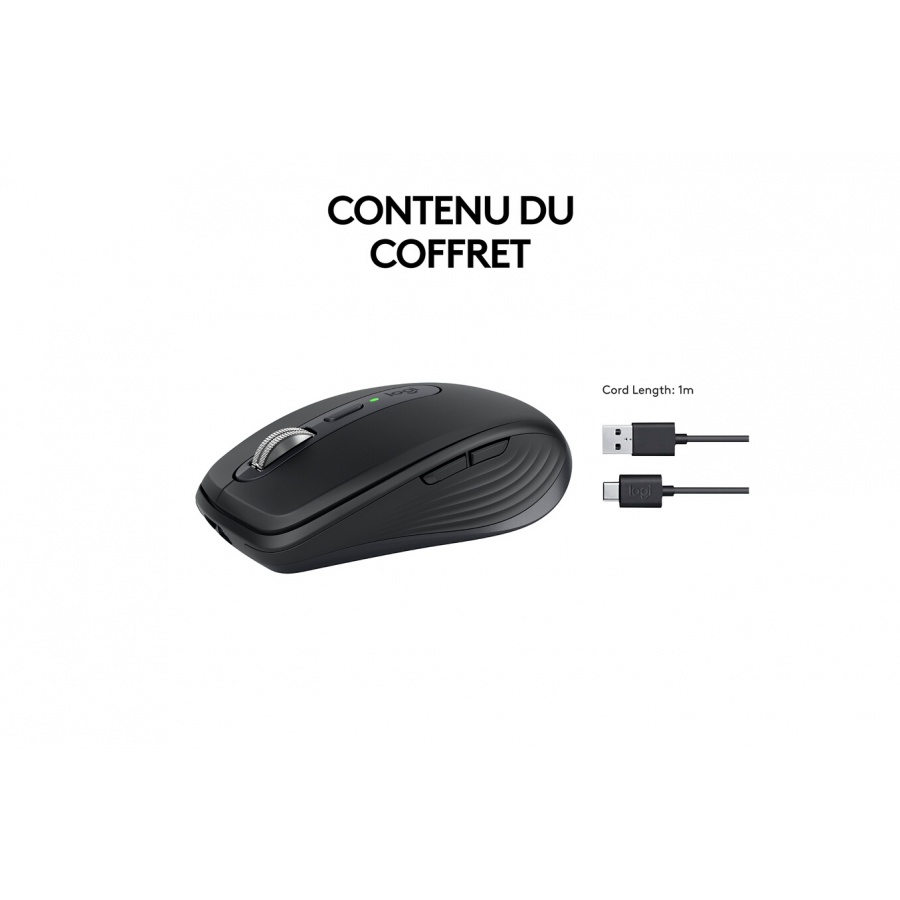 Logitech MX Anywhere 3S Souris Sans Fil Silencieuse, Compacte, Defilement Rapide, Suivi toute Surface en 8K DPI - Graphite n°9