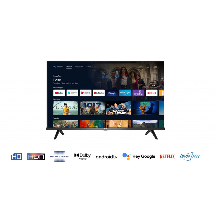 Tcl 32S6203 32" HD HDR sans bord Android TV 2022 n°5