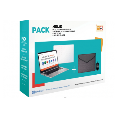Asus Vivobook E410MA-BV969WS Blanc + sacoche + souris + Office 365 1 an