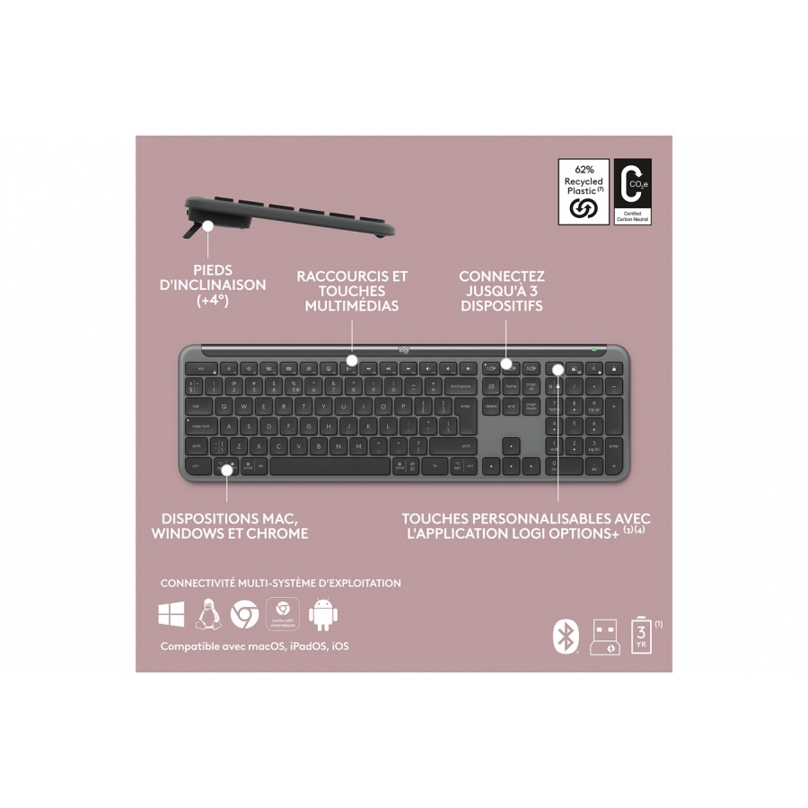 Logitech Signature Slim K950, sans fil- Graphite n°9