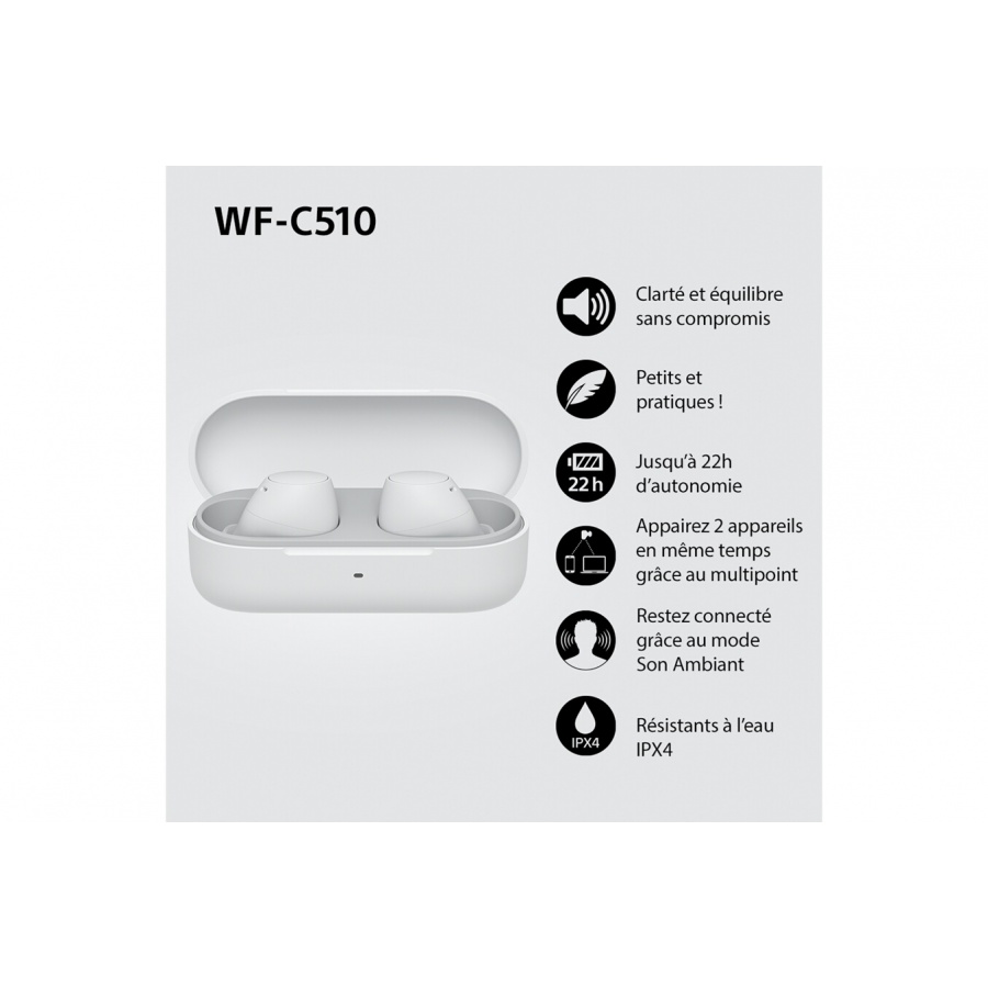 Sony bluetooth sans fil WF-C510 - Blanc n°3