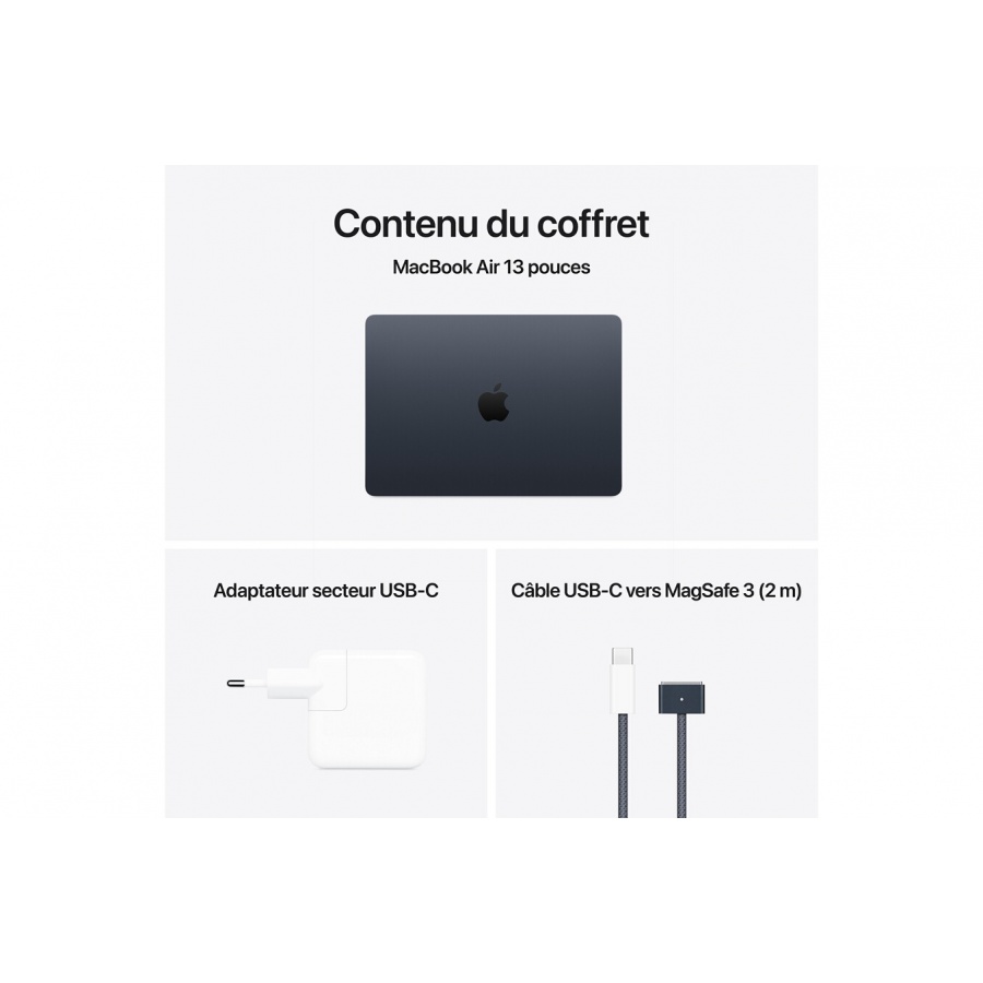 Apple Air 13'' 512 Go SSD 16 Go RAM Puce M4 CPU 10 cours GPU 10 cours Minuit n°11