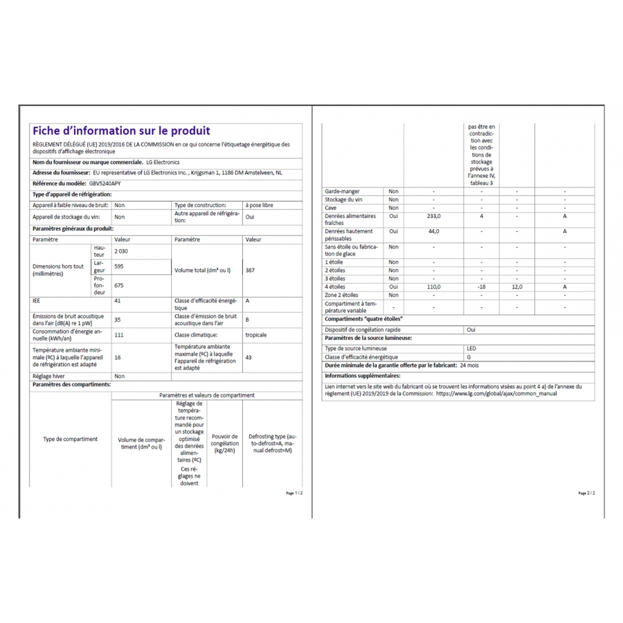 LG GBV5240APY n°10