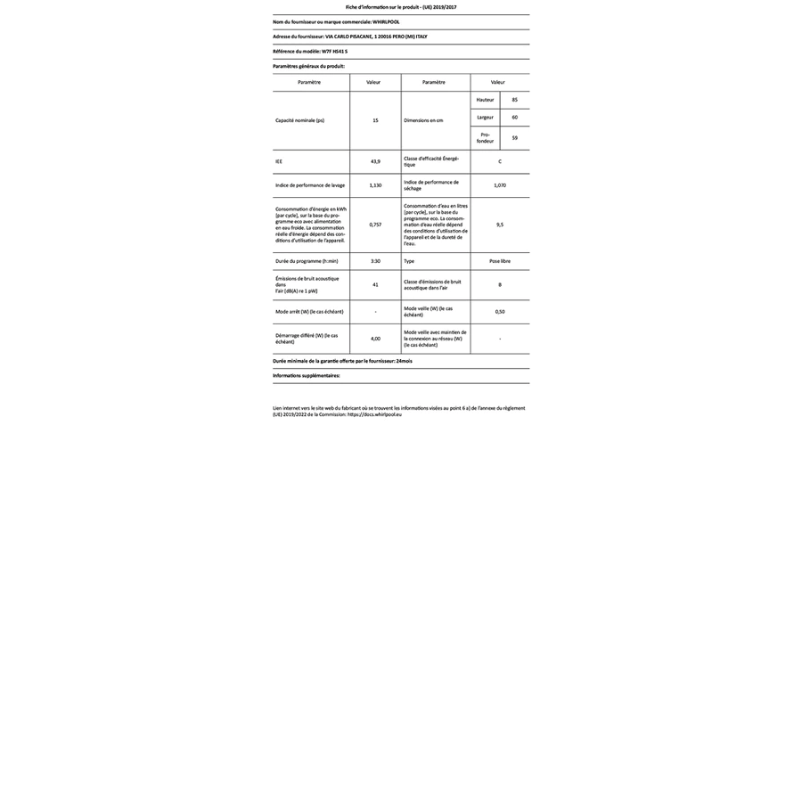 WHIRLPOOL W7FHS41S n°9