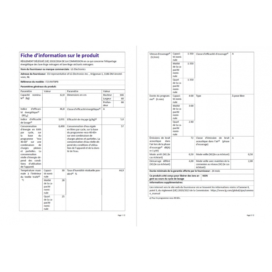 LG F214WT8PB 12/10KG n°15