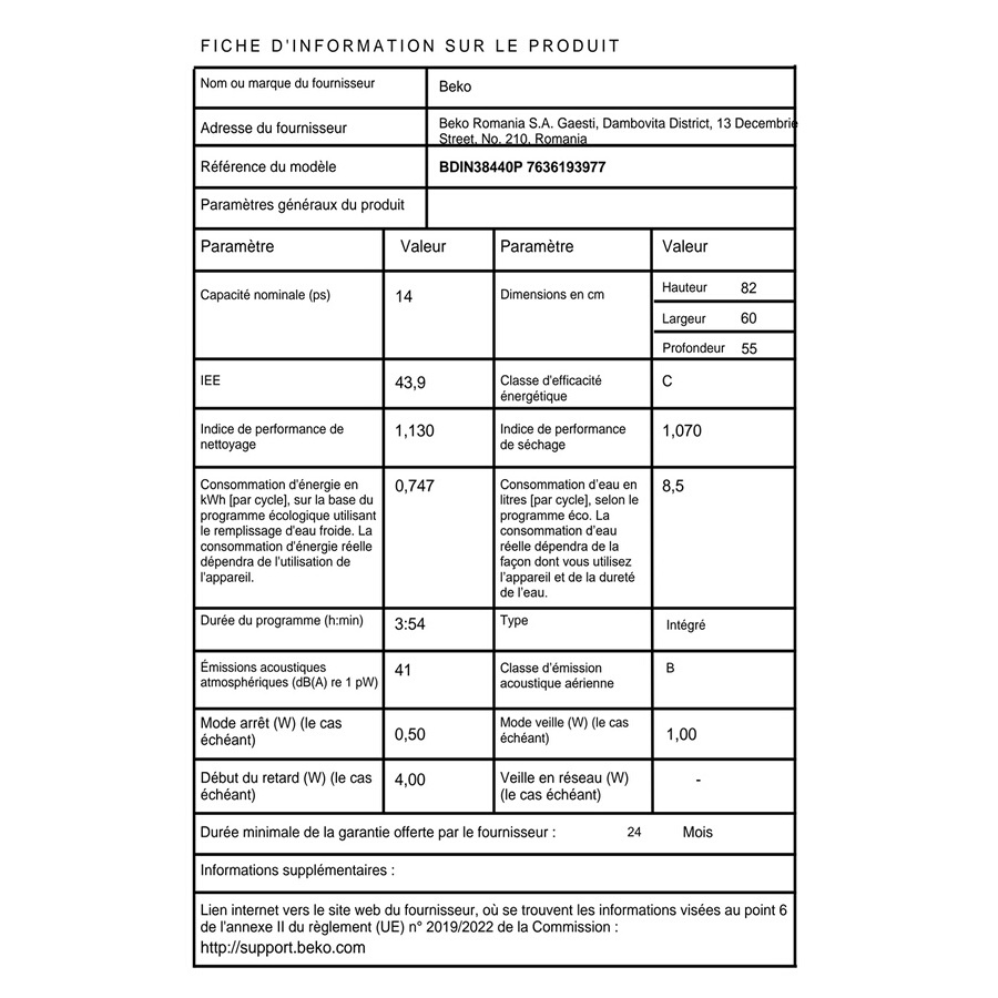 BEKO BDIN38440P n°10