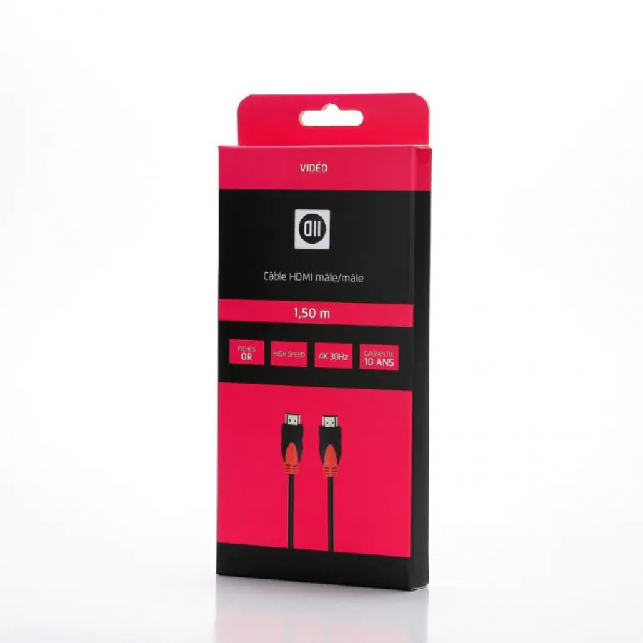 CÂBLE HDMI MÂLE/MÂLE 1.50M NOIR n°3