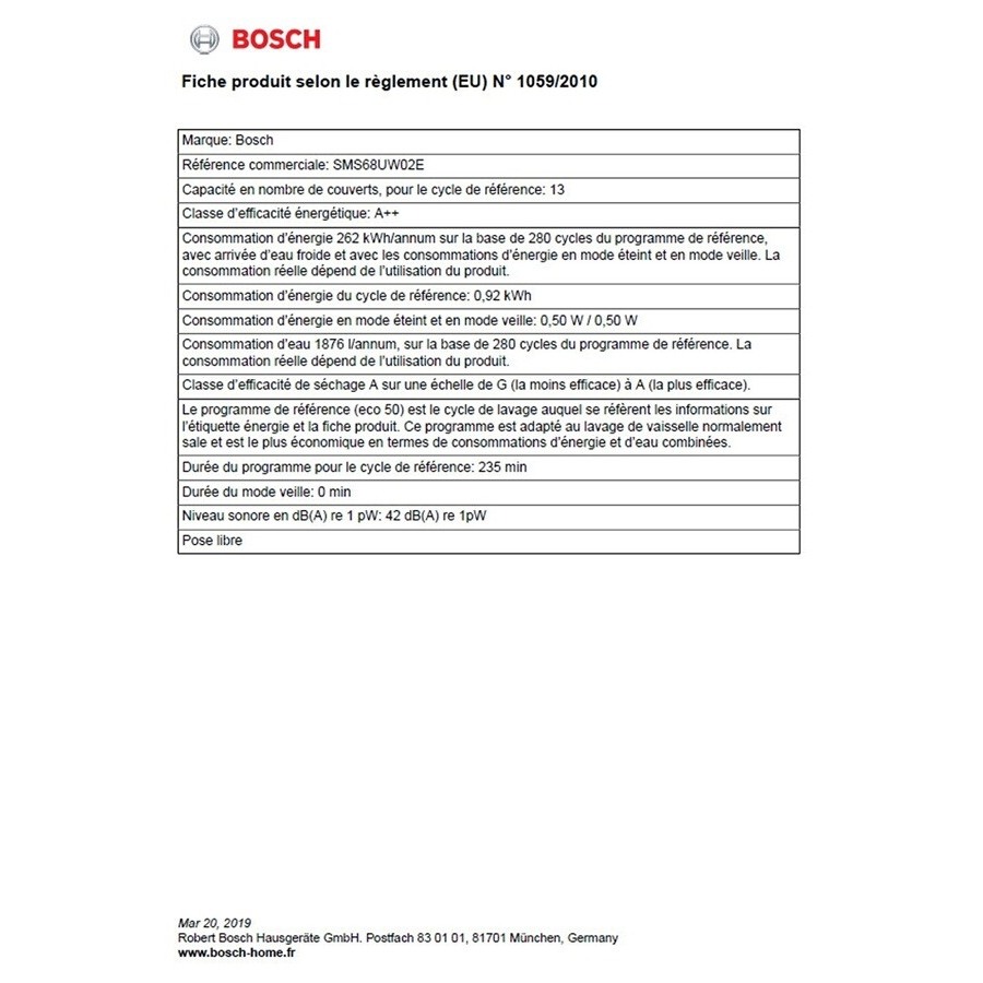 Bosch SMS68UW02E n°7